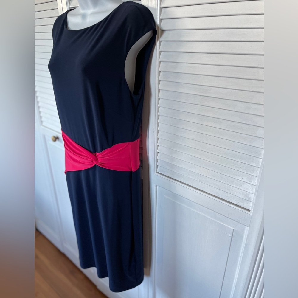 Lauren by Ralph Lauren Navy and Pink Dress Size 12 - Picture 3 of 7